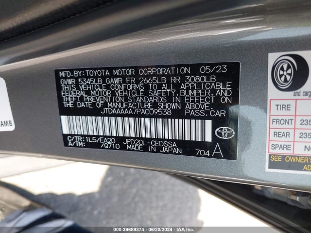 Toyota Mirai Xle 2023 JTDAAAAA7PA009538 Image 9