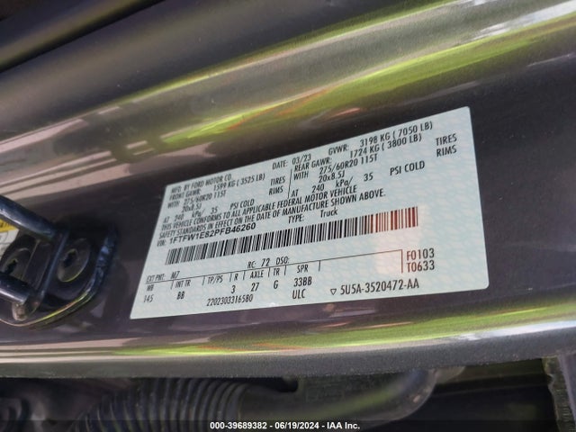 Ford F-150 Platinum 2023 1FTFW1E82PFB46260 Image 9