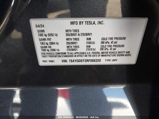 7SAYGDEF3RF068328 Tesla Model Y Performance Dual Motor All-wheel Drive
