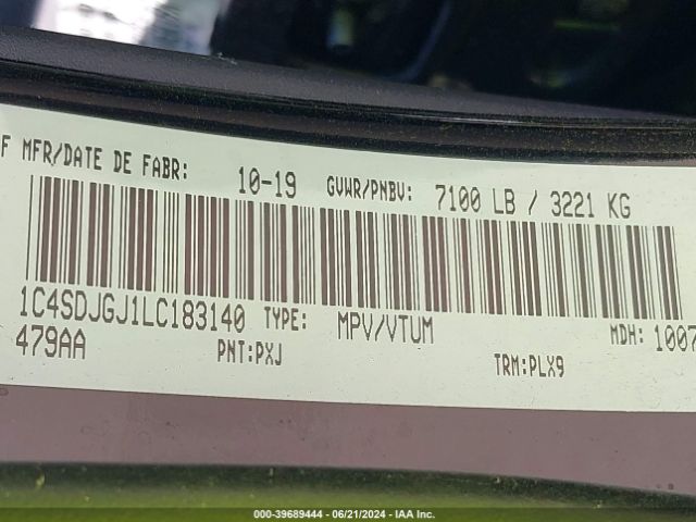 1C4SDJGJ1LC183140 Dodge Durango Srt