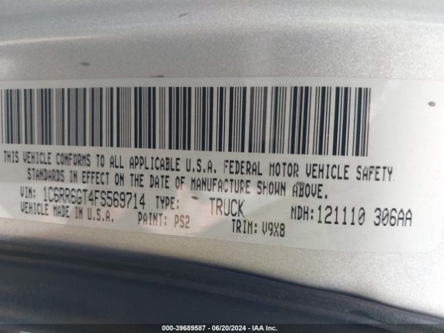 1C6RR6GT4FS569714 RAM 1500 Slt