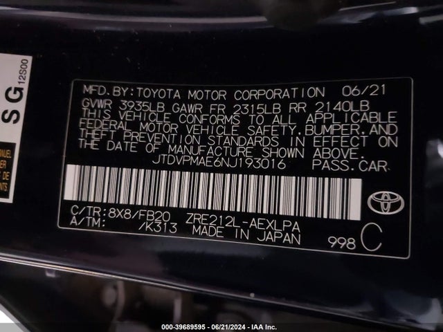 Toyota COROLLA LE 2022 JTDVPMAE6NJ193016 Image 9