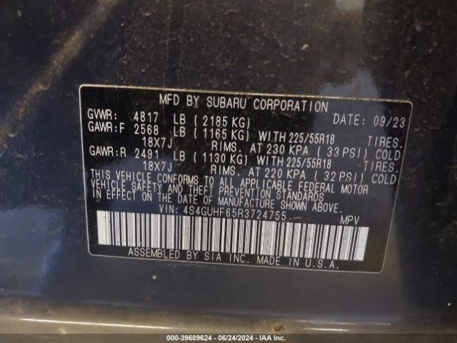4S4GUHF65R3724755 Subaru Crosstrek Sport