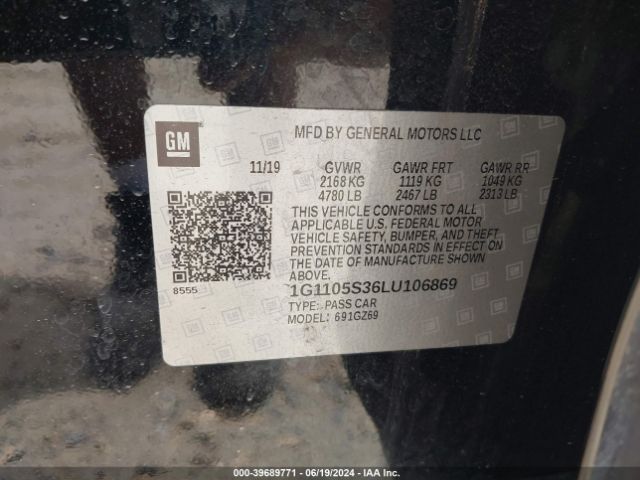 1G1105S36LU106869 Chevrolet Impala Fwd Premier