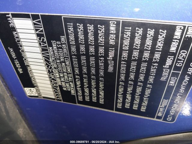 SALWZ2SE9KA872333 Land Rover Range Rover Sport Svr