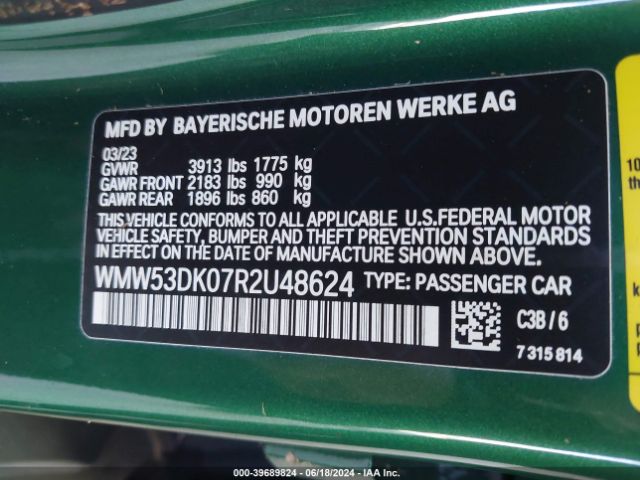 WMW53DK07R2U48624 Mini Hardtop Cooper S