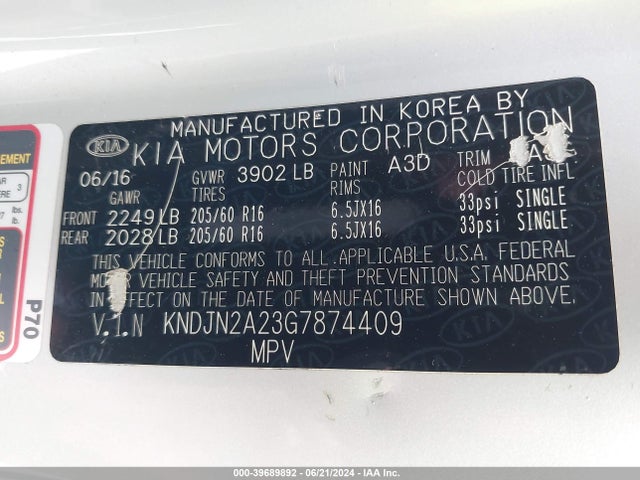 KIA Soul 2016 KNDJN2A23G7874409 Image 9