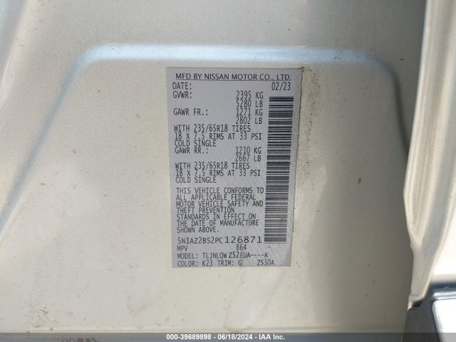 Nissan Murano Sv Intelligent Awd 2023 5N1AZ2BS2PC126871 Image 9