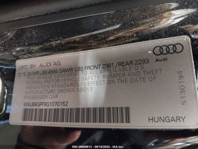 WAUB8GFF9G1070152 Audi A3 2.0t Premium