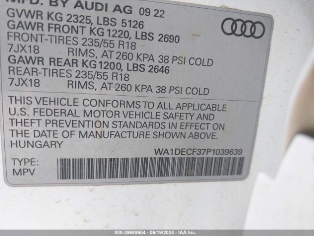 WA1DECF37P1039639 Audi Q3 Premium 45 Tfsi S Line Quattro Tiptronic