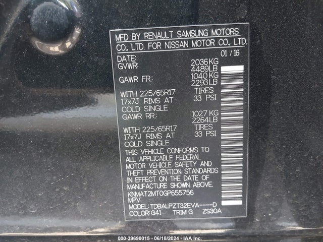 Nissan ROGUE S 2016 KNMAT2MT0GP655756 Image 9