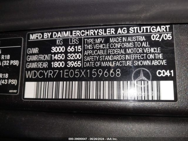 2005 MERCEDES-BENZ G 55 AMG WDCYR71E05X159668 Photo 8