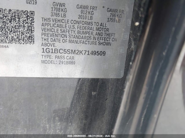 1G1BC5SM2K7149509 Chevrolet CRUZE LS