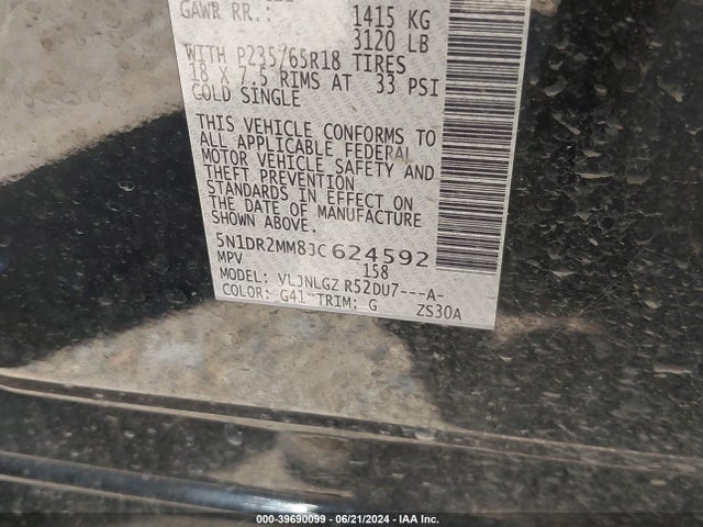 Nissan Pathfinder Sl 2018 5N1DR2MM8JC624592 Image 9