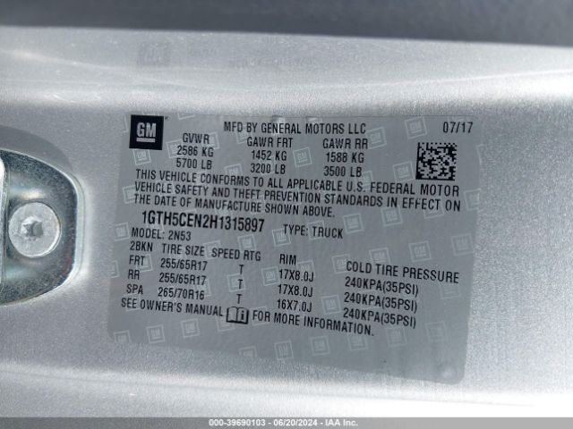 1GTH5CEN2H1315897 GMC CANYON SLE