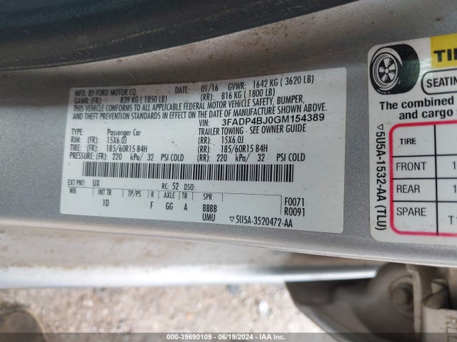 Ford FIESTA SE 2016 3FADP4BJ0GM154389 Image 9