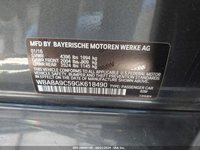 WBA8A9C59GK618490 BMW 320i