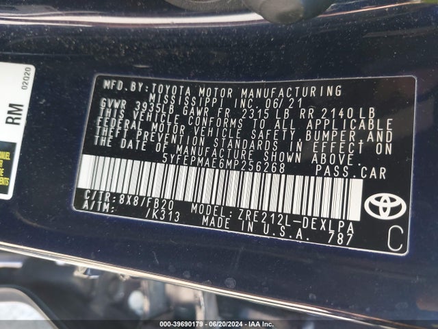 Toyota COROLLA LE 2021 5YFEPMAE6MP256268 Image 9