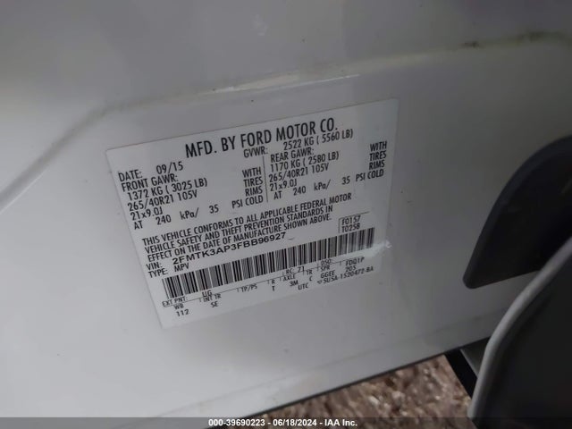 Ford EDGE SPORT 2015 2FMTK3AP3FBB96927 Image 9