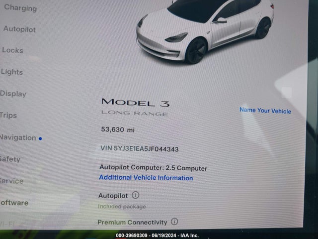 5YJ3E1EA5JF044343 Tesla Model 3 Long Range/mid Range