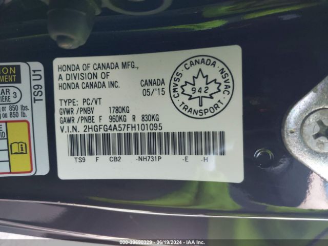 2HGFG4A57FH101095 Honda CIVIC SI