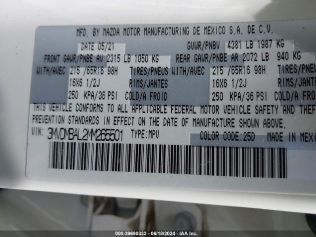 3MVDMBAL2MM265501 Mazda Cx-30 2.5 S