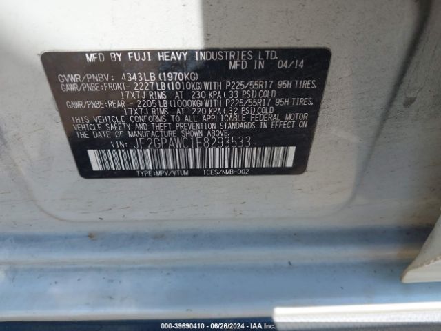 JF2GPAWC1E8293533 Subaru Xv Crosstrek 2.0i Premium