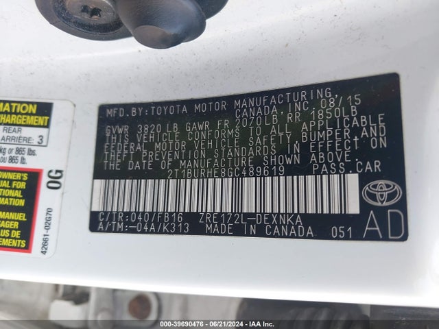 Toyota COROLLA LE 2016 2T1BURHE8GC489619 Image 9