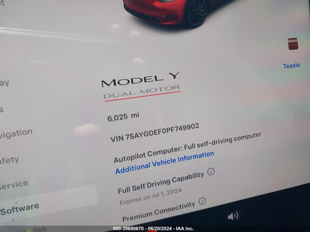 7SAYGDEF0PF749902 Tesla Model Y Awd/performance Dual Motor All-wheel Drive