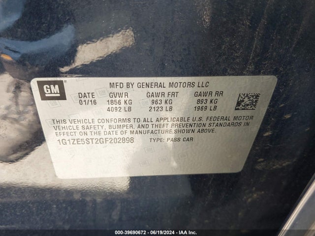 Chevrolet MALIBU 1LT 2016 1G1ZE5ST2GF202898 Image 9