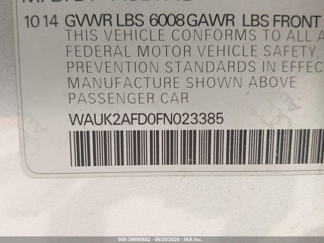 WAUK2AFD0FN023385 Audi S8 4.0t