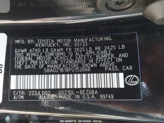 58ADZ1B18PU152666 Lexus ES 350