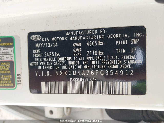 KIA Optima Lx 2015 5XXGM4A76FG354912 Image 9