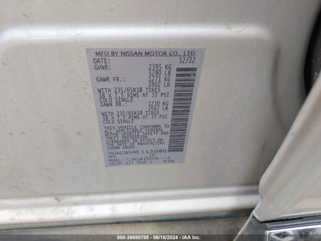 Nissan Murano Sv Intelligent Awd 2023 5N1AZ2BS4PC115080 Image 9