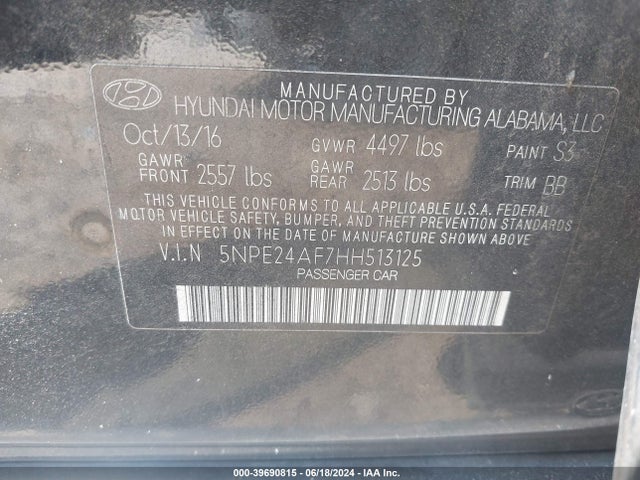 Hyundai SONATA SE 2017 5NPE24AF7HH513125 Image 9