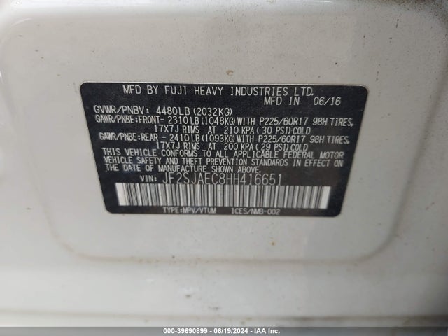 Subaru Forester 2.5i Premium 2017 JF2SJAEC8HH416651 Image 9