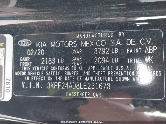 KIA Forte Lxs 2020 3KPF24AD8LE231673 Image 9