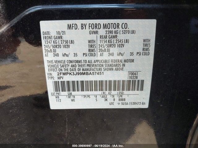 Ford Edge St-line 2021 2FMPK3J99MBA57451 Image 9