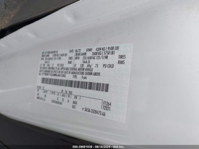 1FTBW1YGXMKA61302 Ford Transit-350