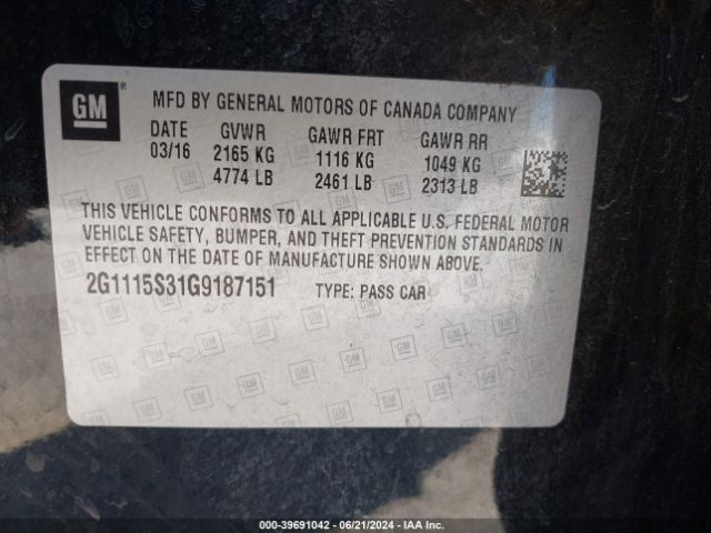 2G1115S31G9187151 Chevrolet Impala 2lt