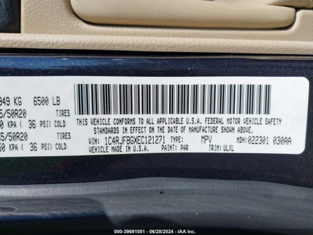 1C4RJFBGXEC121271 Jeep Grand Cherokee Limited