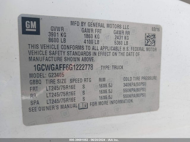 Chevrolet Express 2500 Work Van 2016 1GCWGAFF6G1222778 Image 9