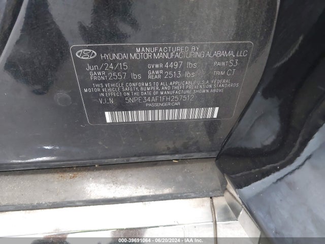 Hyundai Sonata Limited 2015 5NPE34AF1FH257512 Image 9