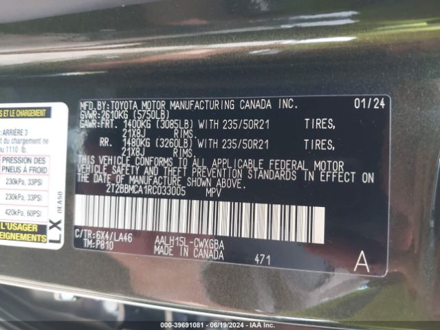 2T2BBMCA1RC033005 Lexus Rx 350h Luxury