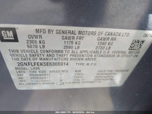 Chevrolet EQUINOX 1LT 2014 2GNFLFEK5E6366914 Image 9