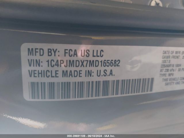 1C4PJMDX7MD165682 Jeep Cherokee Limited 4x4