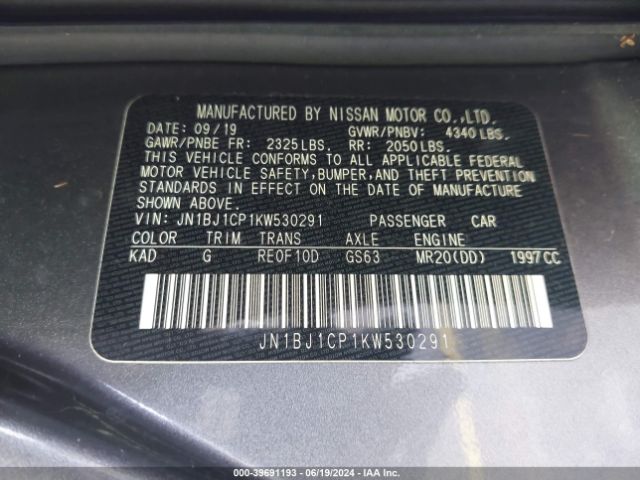 JN1BJ1CP1KW530291 Nissan Rogue Sport Sv