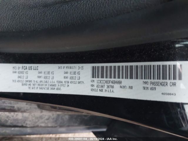 1C3CCCAB3FN684080 Chrysler 200 Limited