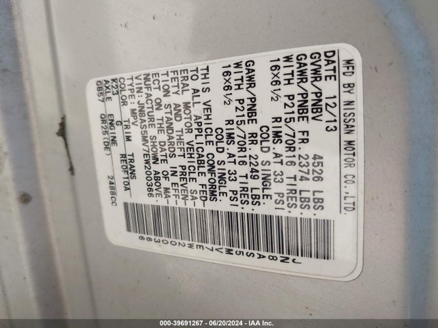 Nissan Rogue Select S 2014 JN8AS5MV7EW200366 Image 9