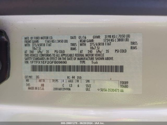 2016 FORD F-150 1FTFX1EF2GFB09690 Photo 8